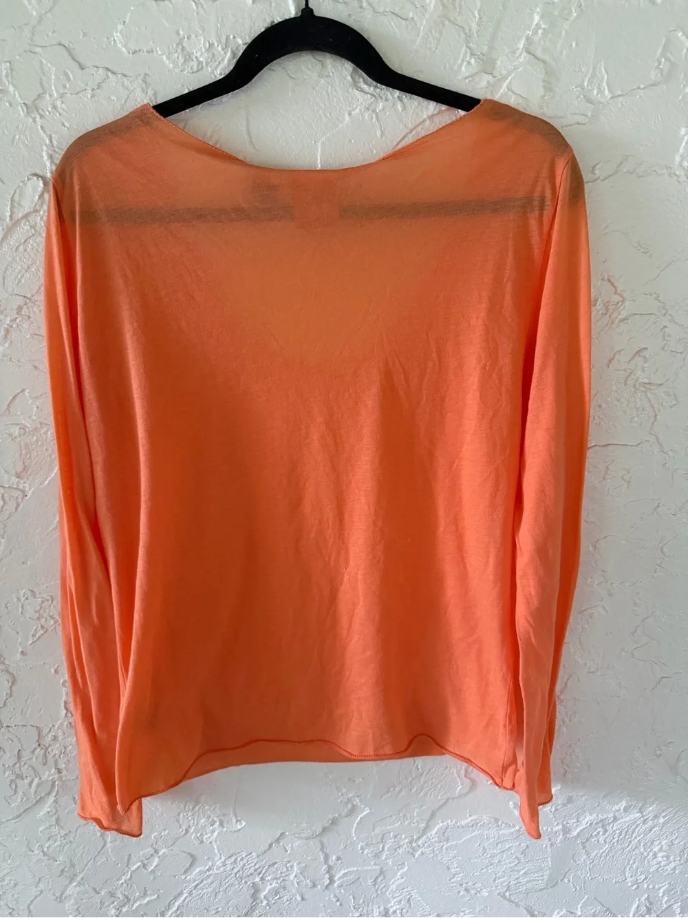Tory Burch Lightweight Long-Sleeve Boatneck Top in Peach Orange